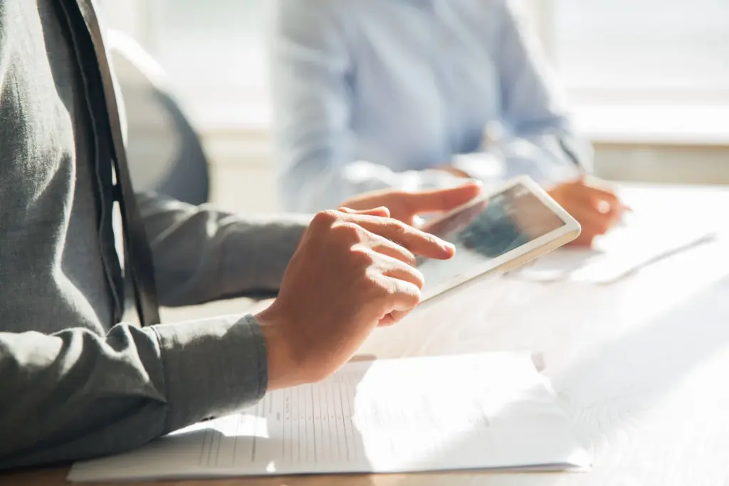 Businessman working with digital tablet in office