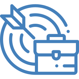 Suitcase and target with arrow icon
